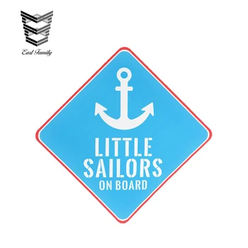 

EARLFAMILY 12cm x 12cm LITTLE SAILORS on Board Anchor Car Stickers Baby on Board Widow Vinyl Decals Car Styling Accessories