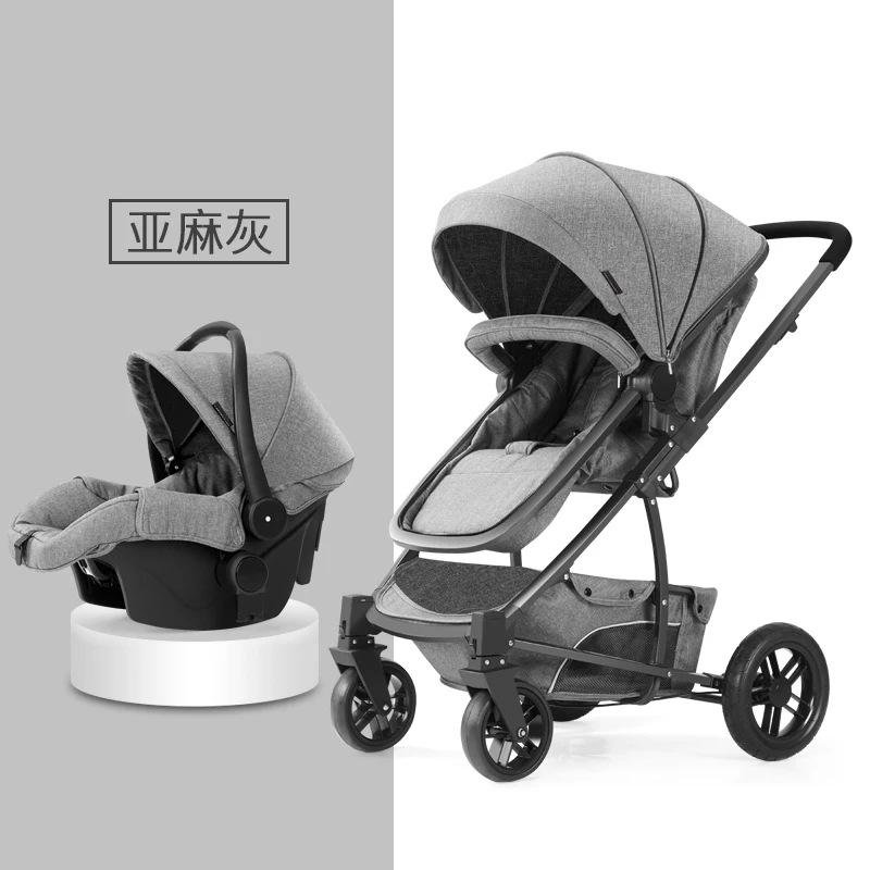  Luxury Baby Stroller 3 In 1 High View Four Wheel Portable Jogging Baby Stroller Newborn Baby Pram B