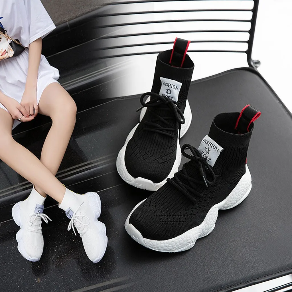 

Casual Female Beach sandals Flat Fashion Women Stretch Fly Woven Breathable Sports Shoes Thick Bottom Lace Socks Shoes