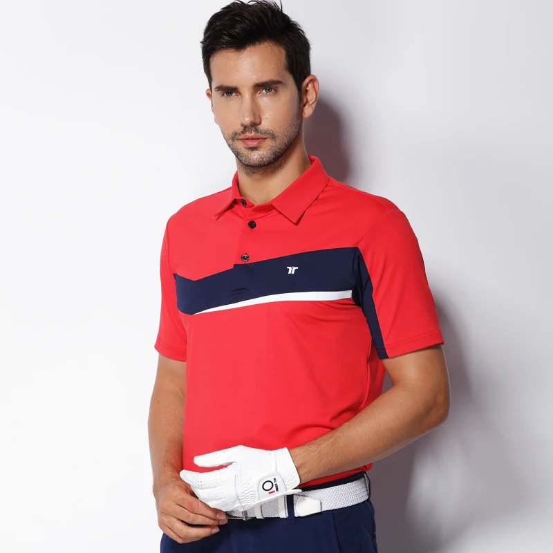 جديد teetimes رجالي رياضية قصيرة الأكمام الغولف قميص 4 ألوان ملابس الغولف S-XXL الرجال جيرسي الترفيه ماركة الغولف قميص قمم