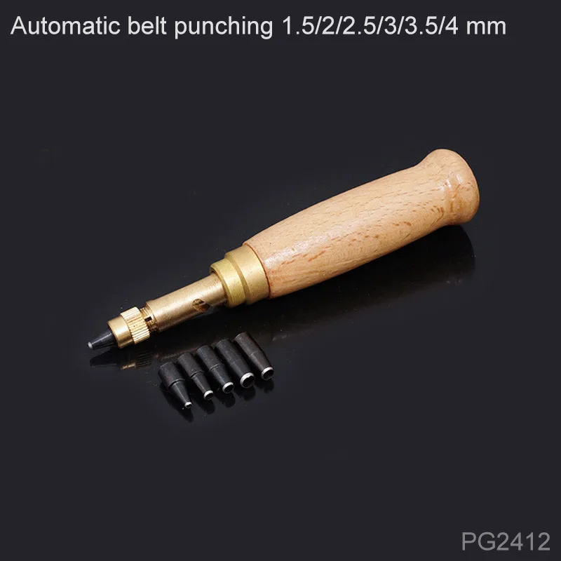 Инструмент для шитья кожи ручной набор для шитья с зубцами Дырокол краев штамповки Creaser Groover Awl шитье DIY кожевенное ремесло набор инструментов - Цвет: Automatic belt punch