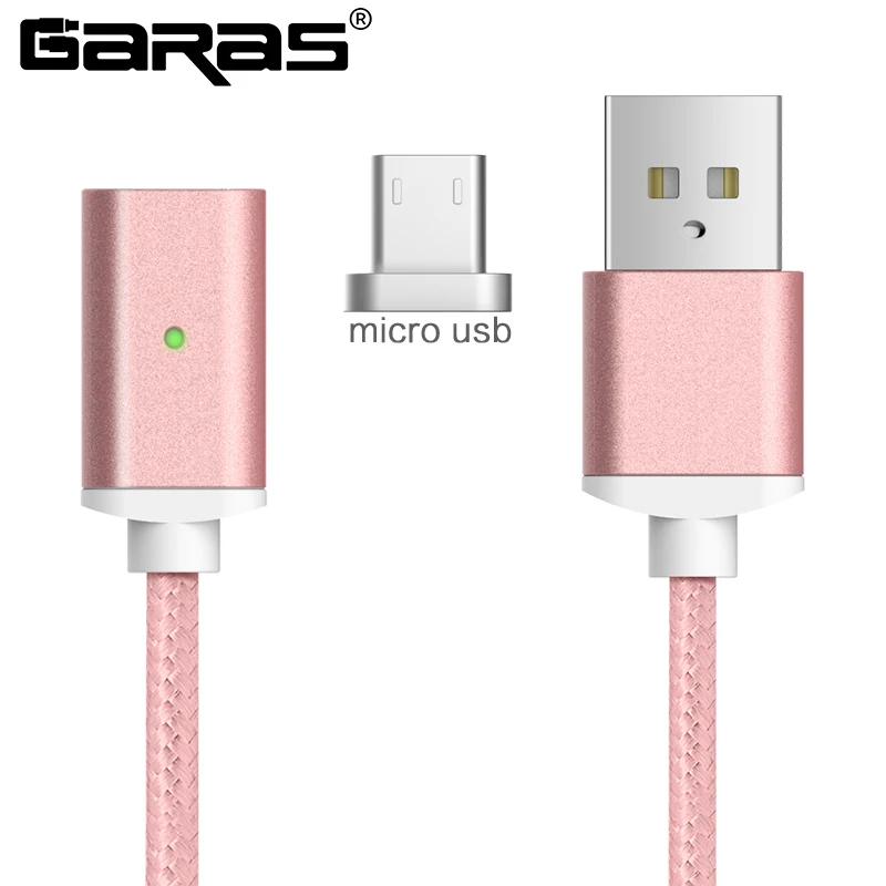 Магнитный Micro USB кабель GARAS для быстрой зарядки мобильного телефона, магнитный Micro usb кабель для зарядки Xiaomi/samsung/huawei Micro USB - Цвет: pink micro