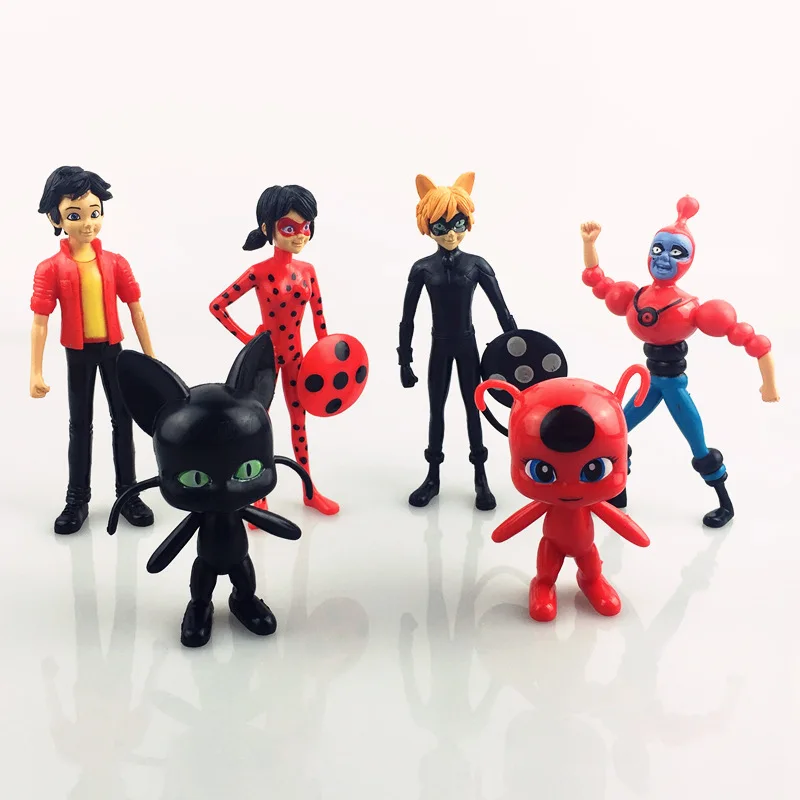 

6Pcs/Set Miraculous Ladybug Adrien Noir Agreste Cat figure Blocks Figure 2016 Magic Girl Anime Action Figure Toys