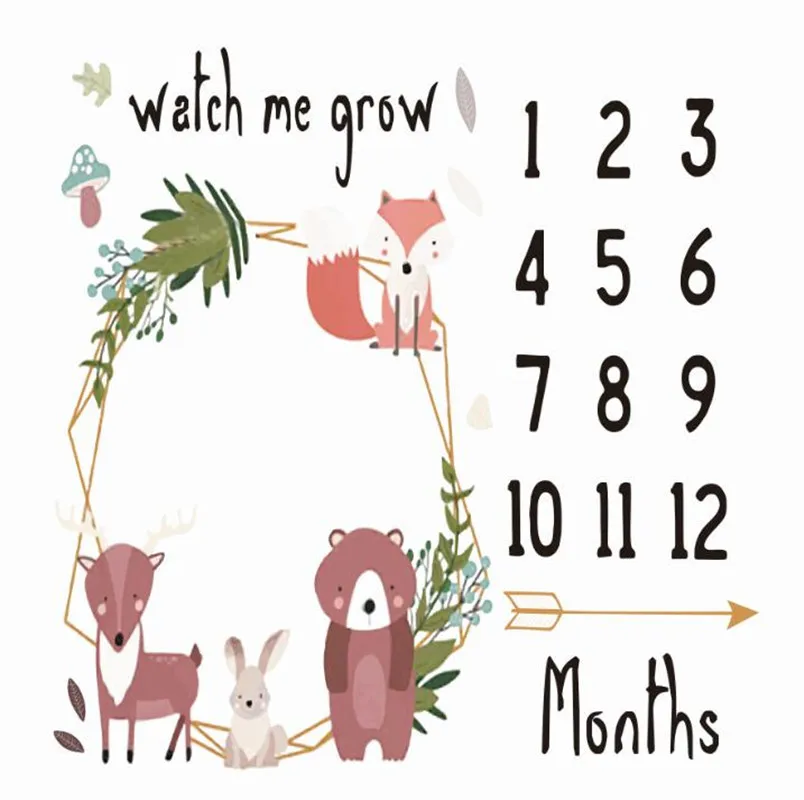 

Wild Baby Watch Me Grow Photo Blanket Days Months Years Milestone Photo Shoot Backdrop Props