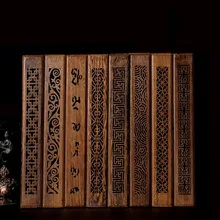 Китайский винтажный изысканный прямоугольник отверстие вырезные узоры благовония горелка стильный сандаловое дерево линия палочка благовония украшение орнамент