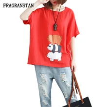 Женская весенне-летняя новая свободная футболка с круглым вырезом, женская модная футболка с рисунком медведя, большие размеры, высокое качество, повседневные футболки JQ459