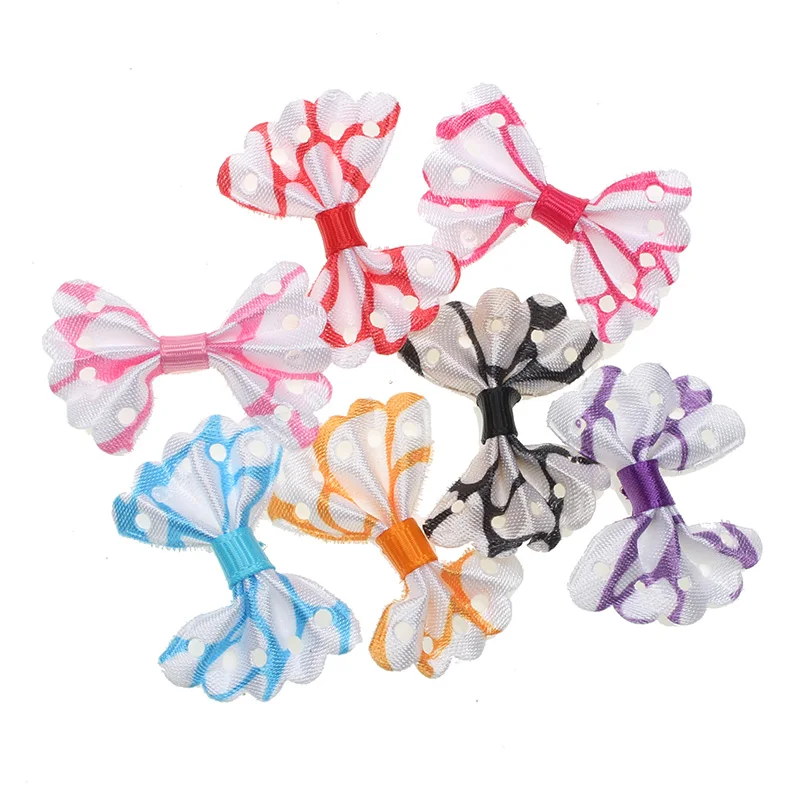 

50pcs Perforated Stripe Baby Satin Ribbon Polyester Bowknot Hair Clips Applique Craft Wedding Bow Tie Scrapbooking Decoration