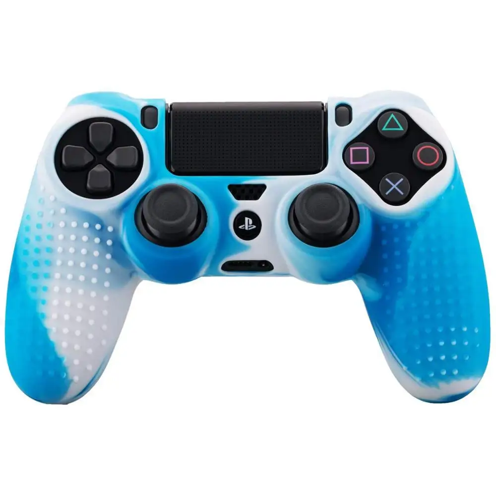 Чехол YOTEEN разных цветов для Dualshock 4, силиконовый резиновый гелевый Чехол в горошек для sony PS4 Slim/Pro, чехол для контроллера, цветной - Цвет: blue and white