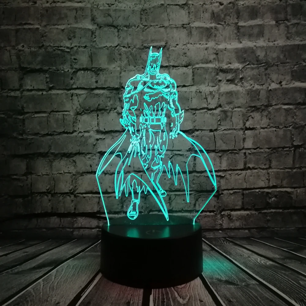 Marvel Cartoon Action Figure 3D RGB Lamp Batman LED Night Light Cool Table Decorative Boy Gift Visual illusion Table Child Kid