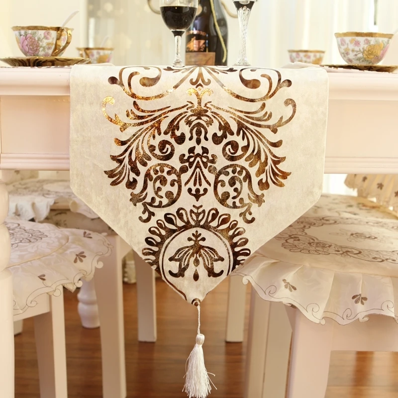 

Neo-classical Velvet Gilded Fabric Simple Western TableCloth Coffee Table Runner Mats Placemat Bed Linings Christmas Decoration
