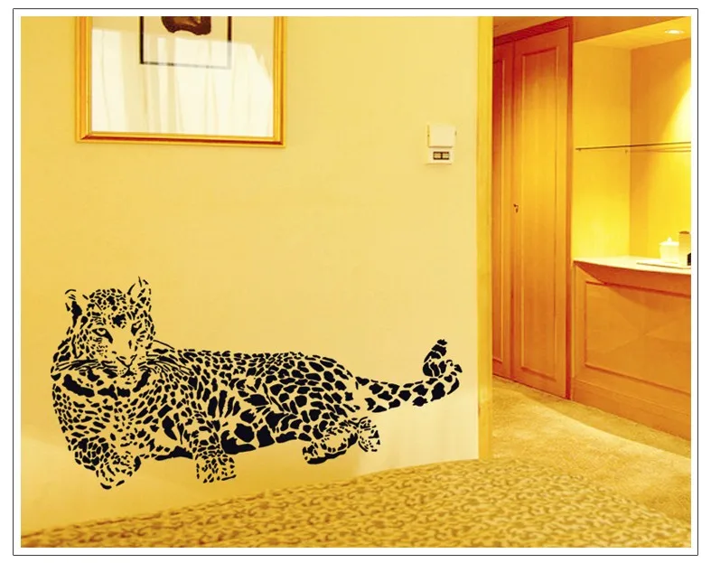 Черные ПВХ настенные наклейки Гепард Леопард 3D съемные настенные наклейки домашний Декор наклейки