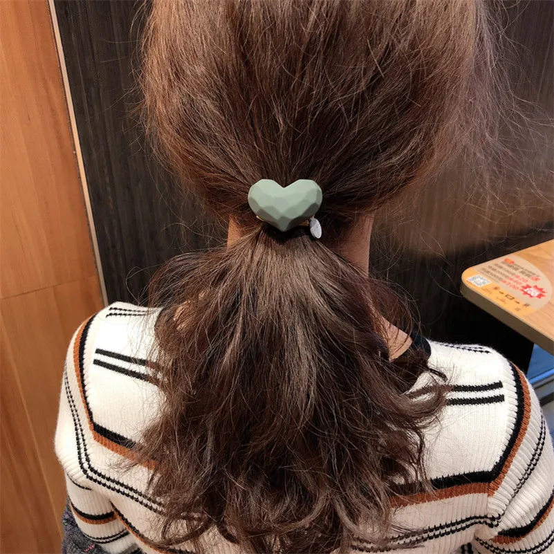 Милые сердечки для волос, галстуки для женщин и девочек, корейские эластичные резинки для волос с сердечком, трикотажные резинки для волос, резиновый конский хвост, аксессуары для волос
