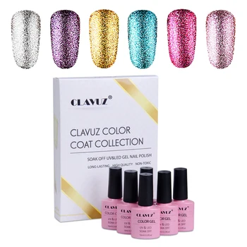 

CLAVUZ 6PCS/Kit 8ml Gillter UV Nail Gel Polish Lacquer Manicure Semi Permanent Need LED Lamp for Nail Polish Varnish Art Sets