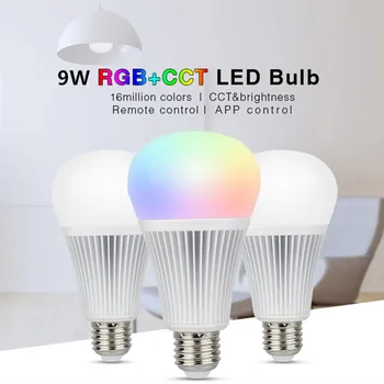 

Milight 6W 8W 9W 12W RGB+CCT LED Bulb AC85V-265V E27 2.4G Wireless RF WIFI Remote App Control Dimmable warm white Led Lamp