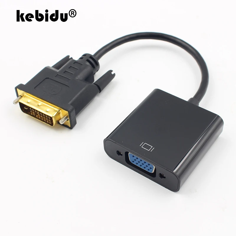 Kebidu Full HD 1080P DVI-D VGA адаптер 24+ 1 25Pin штекер 15 pin женский кабель конвертер для ПК компьютер HDTV монитор дисплей