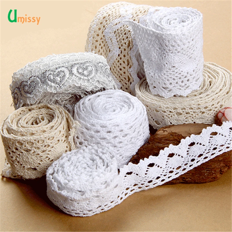 

1meter 100% Cotton Lace Fabric Embroidered Trim Crocheted Lace Fabric Ribbon Handmade Sewing Accessaories