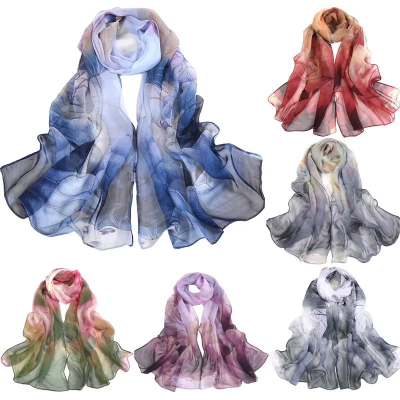 

Beautiful Lotus Printing Scarves Cycling Sunscreen Scarves Beach Towels New Sunscreen Scarf