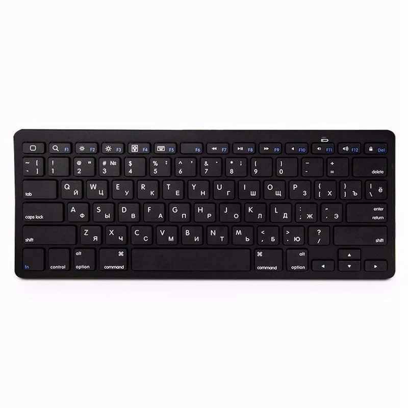 

PPYY NEW -Russian Keyboard Ultra-Thin Bluetooth 3.0 Wireless Keyboard For Computer Office Without Battery Black Plastic