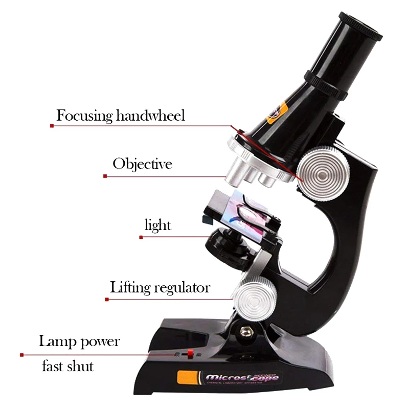 Детский микроскоп набор светодио дный лабораторный светодиодный 100X-450X обучающий подарок домашняя школьная игрушка Биологический