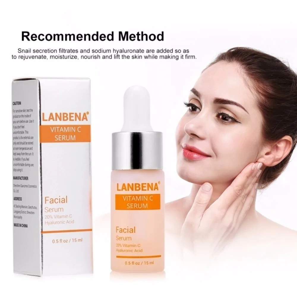 

LANBENA Vitamin C Whitening Serum Hyaluronic Acid Face Cream Snail Remover Freckle Speckle Fade Dark Spots Anti-Aging TSLM1