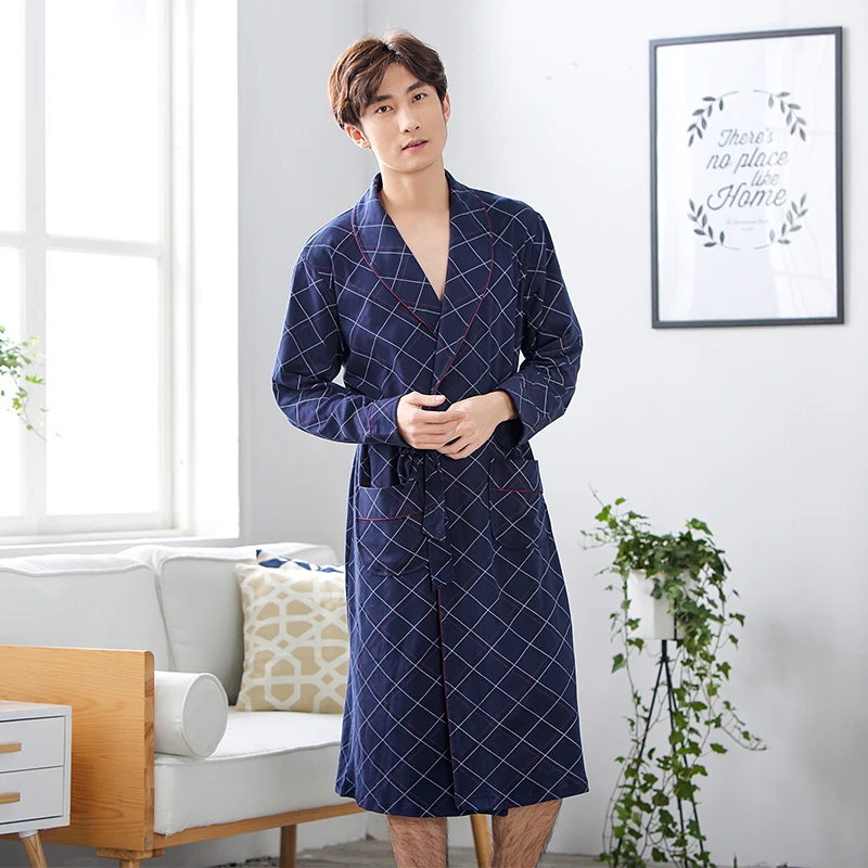 Robe Men's spring and autumn Modelscha thin long-sleeved autumn pajamas bathrobe male long home clothes Robe Men's spring and autumn Modelscha thin long-sleeved autumn pajamas bathrobe male long home clothes
