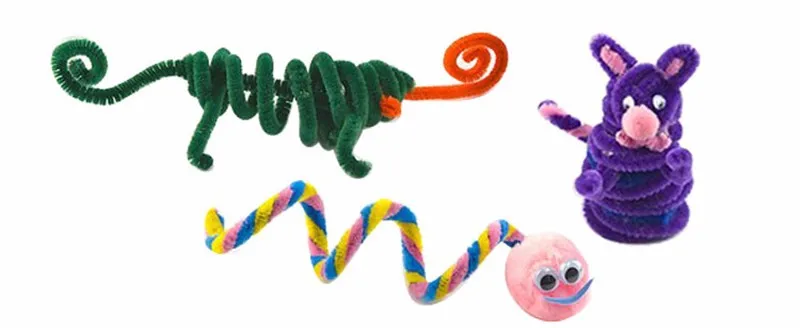 New 100PCS Multicolor Mixed Plush Iron Wire Flexible Flocking Craft Sticks  Pipe Cleaner Creativity Developing Kids