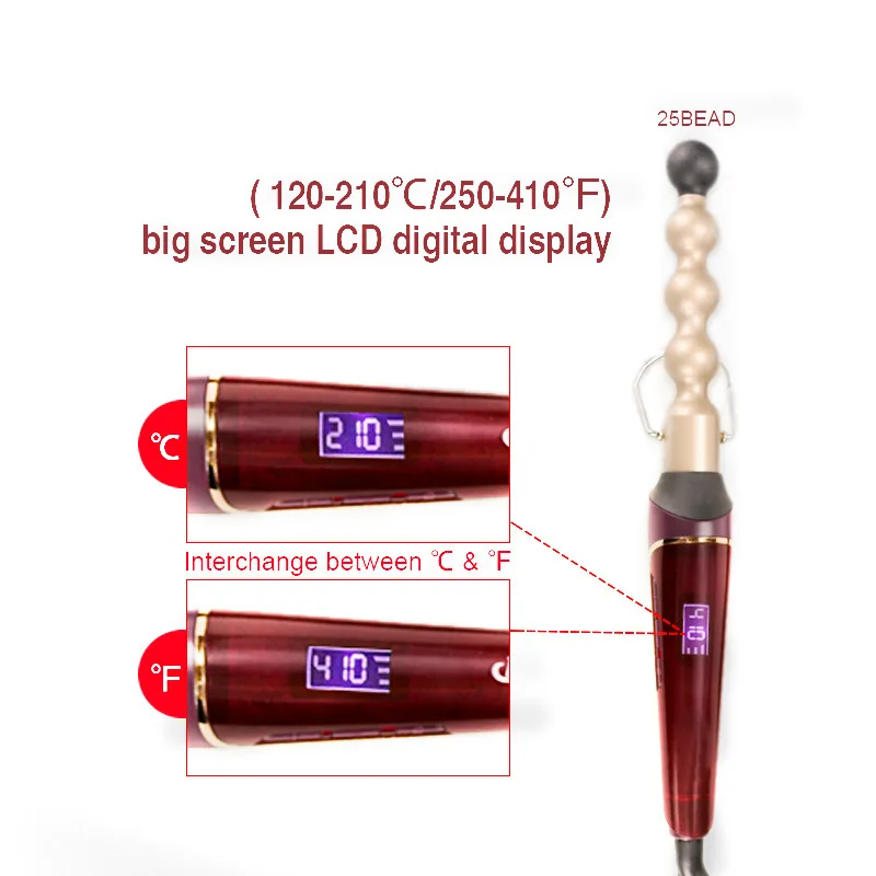 Профессиональные щипцы для завивки волос 110-240 В, керамические щипцы для завивки волос с шариками, палочка, 13-25 мм, волшебные локоны, стильные инструменты для завивки волос