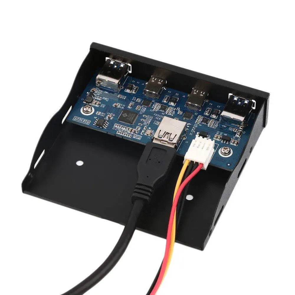 3.5 بوصة محرك الأقراص المرنة الجبهة لوحة USB Hub 2 منافذ USB 3.0 و 2 منافذ USB 3.1 نوع C مع 20 دبوس موصل لسطح المكتب الكمبيوتر