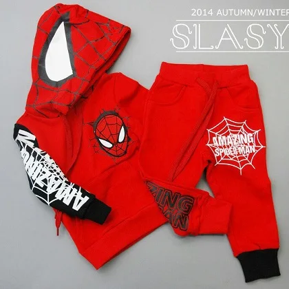 Комплект одежды для мальчиков Человек-паук Спортивные костюмы Человек-паук для мальчиков 2-6 лет 2 комплекта Тренировочная одежда на осень и весну - Цвет: Красный