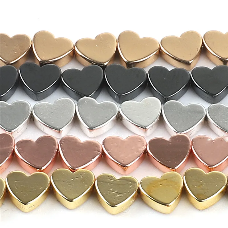 

5x6mm Approx 67pcs 5 Color Natural Rose Gold Black Hematite Stone Love Heart Loose Beads for Jewelry Making Bracelet DIY