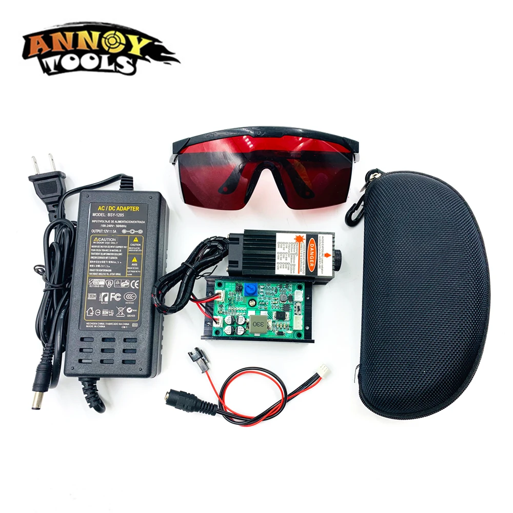 

5.5W Engraver Accessories focusing blue laser module laser engraving and cutting TTL/PWM module 5500mw laser tube+goggles