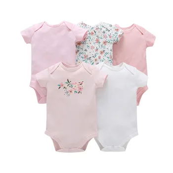

5pcs number of high quality cotton baby romper Unisex 0-24 the neck of the romantic boy and girl newborn infant clothing baby