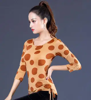

2019 new Sexy Dance Clothes top Women Latin Salsa Rumba Chacha Dance jacket Performance Practice Costume YR0904