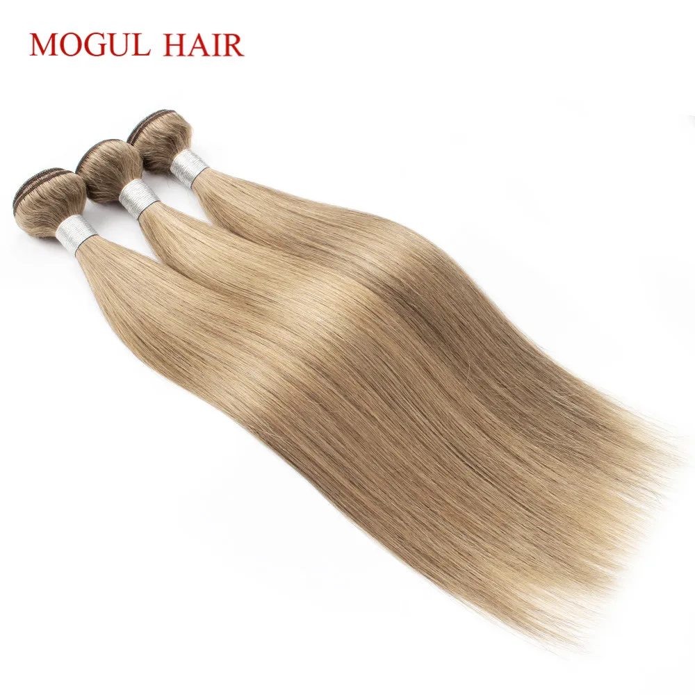 MOGUL HAIR Color 8 Ash Blonde Colored Indian Straight Hair Weave Bundles 2/3 bundles 100% Remy Human Hair Extension