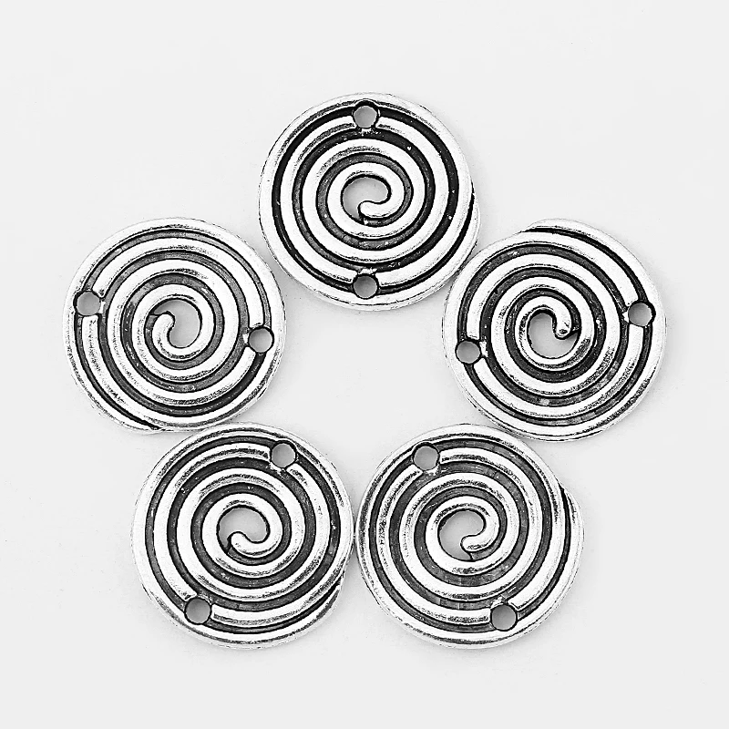 

20pcs Antique Silver Swirl Pattern 2mm Hole Bracelet Connector For Bracelet&Bangle Jewelry Making Connector Material