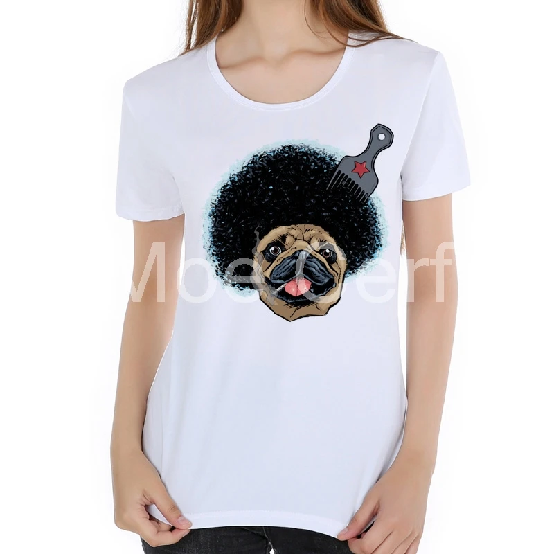 

Curly hair French Bulldog T-Shirt casual Tops Tees new summer Women short sleeve French Bulldog design 3D T Shirt L21-89