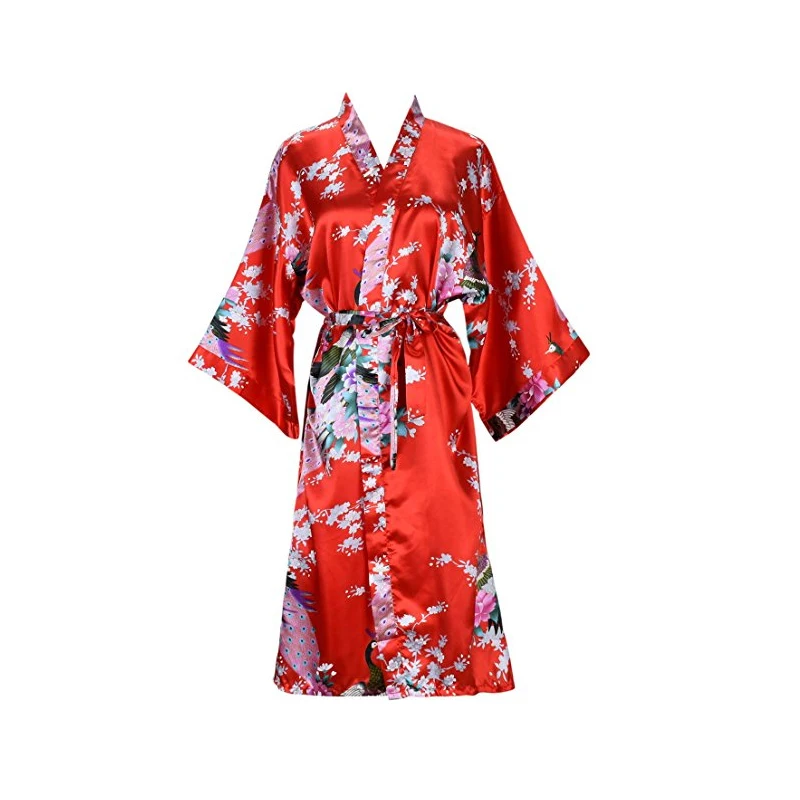 Новинка, цветочный принт, кимоно с v-образным вырезом, халат, халат, летнее женское свободное ночное белье, атласная длинная ночная рубашка, Неглиже