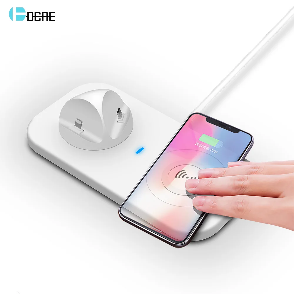 DCAE 3 in 1 QI Wireless Charger For iPhone XS MAX XR X 8 plus Wireless Charging Pad For Samsung S9 S8 S7 Xiaomi Micro Type C USB
