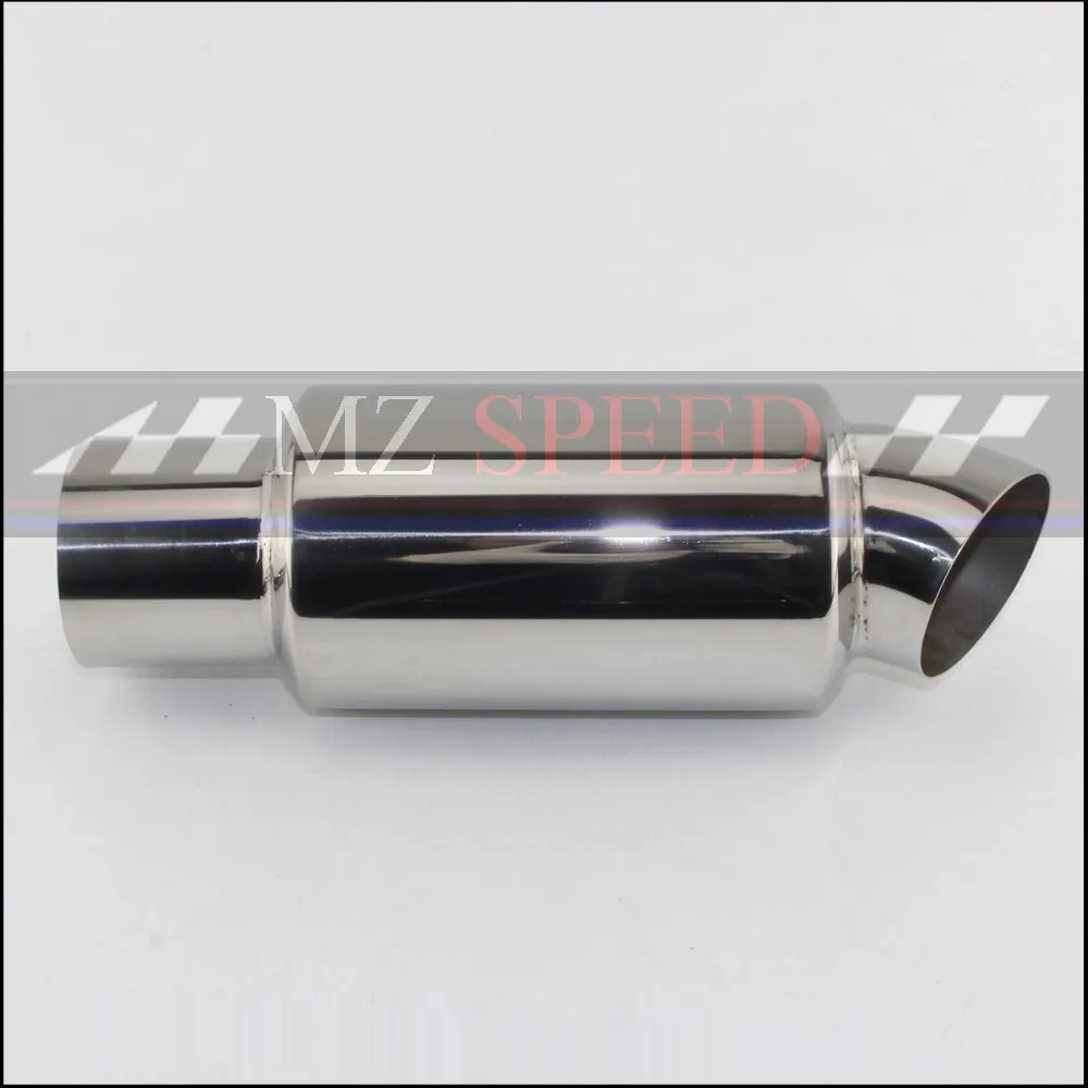 1x Stainless Steel 2.5/" in to 2.5/" out Car Exhaust Pipe Tornado Muffler Silencer