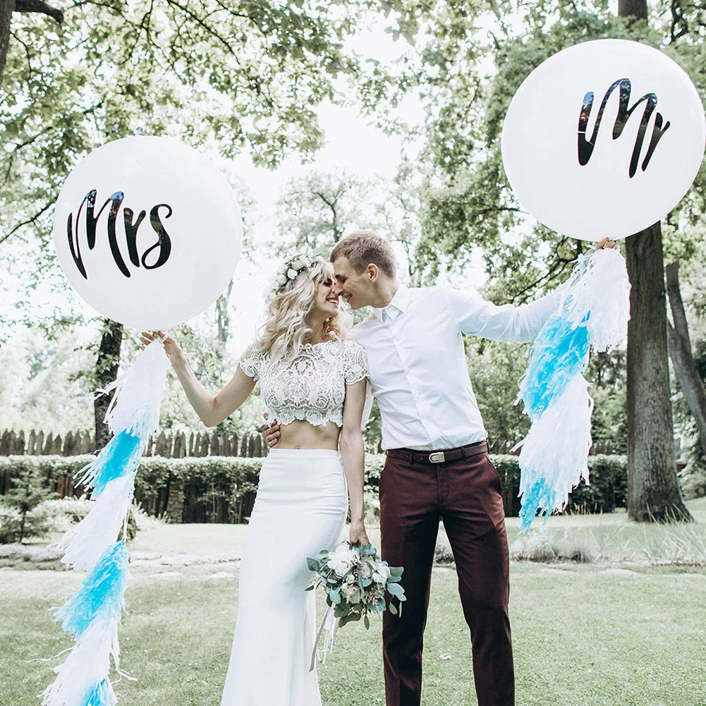 

1pc 36inch White Print Mr&Mrs Latex Balloons Happy Wedding Anniversary Balloon Party Wedding Balloon Decoration Gift