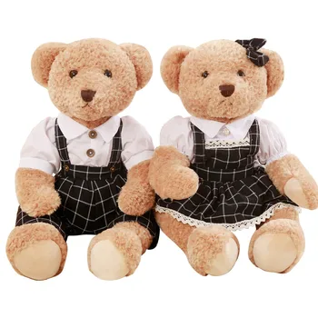 

2 Pcs/lot 45cm Cute Couple Teddy Bear with Cloth Plush Toys Doll Stuffed Toy Kids Baby Children Girl Lover Birthday Gift