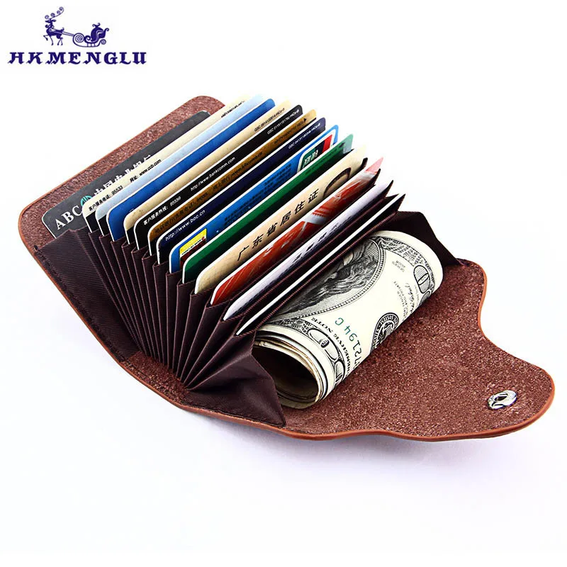 

Men Women Genuine Leather Unisex Business Card Holder Wallet Bank Credit Card Case ID Holders Women Purse Cardholder Porte Carte