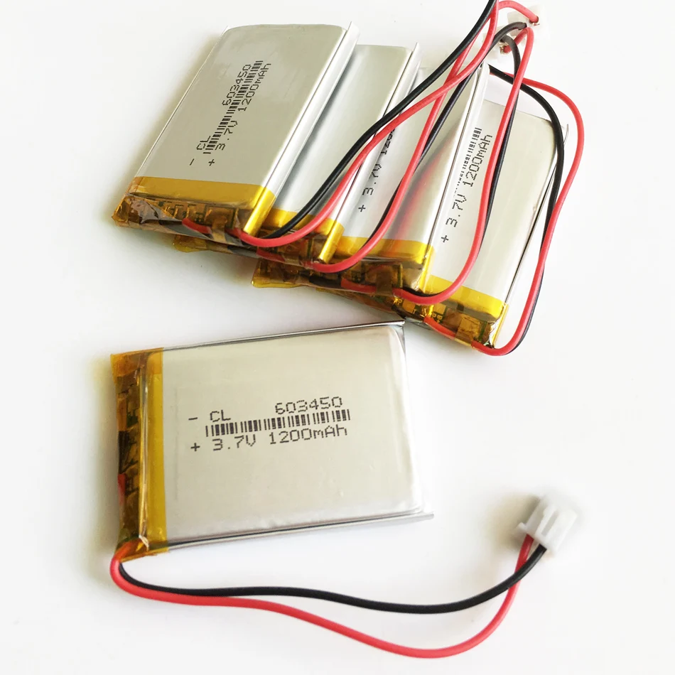 

5 pcs 3.7V 1200mAh Lithium Polymer LiPo Rechargeable Battery JST 2.5mm connector fit For GPS DVD mobile PAD E-books 603450