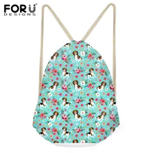 INSTANTARTS 2019 Beagle Dog Flower Pattern Drawstring Bags Drawstring Backpack Boys Girl Small Beach String Shoulder Bag Satchel