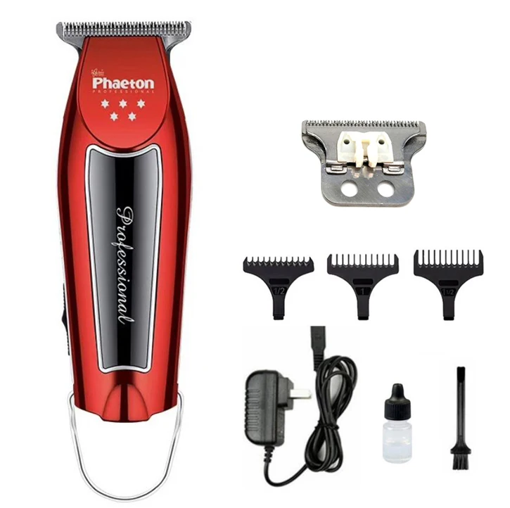 100-240V Hair Trimmer professional Hair Clipper Beard Trimmer Men's Hair Cutter Barber haircut machine 0.1mm Cutting 15W - Цвет: red add 1 blade