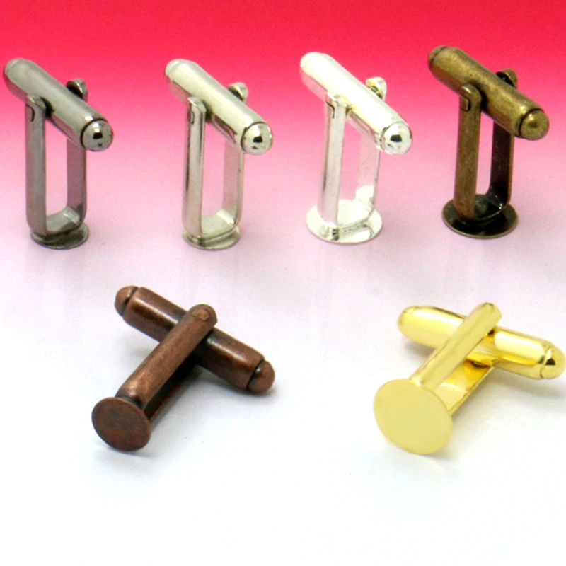 

10pcs Wholesale six color French Cuff links Blank with 8/10/12mm Flat Glue Pad French Cufflink for Jewelry Making