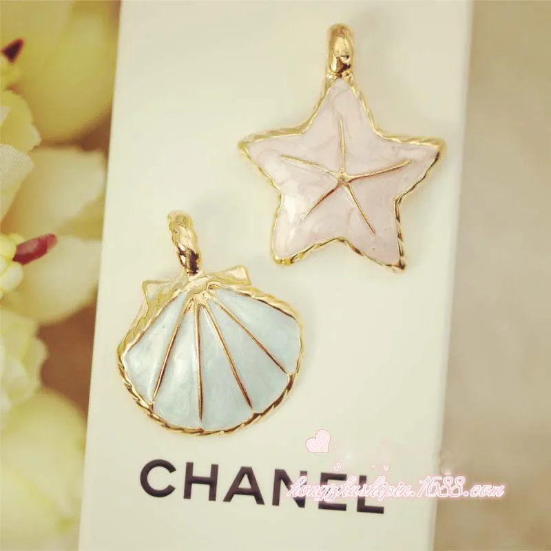 

Wholesale 5pcs/pack Vintage Mixed Color Starfish Shell Necklace Pendant Connector Jewelry Findings branches Charms Accessories