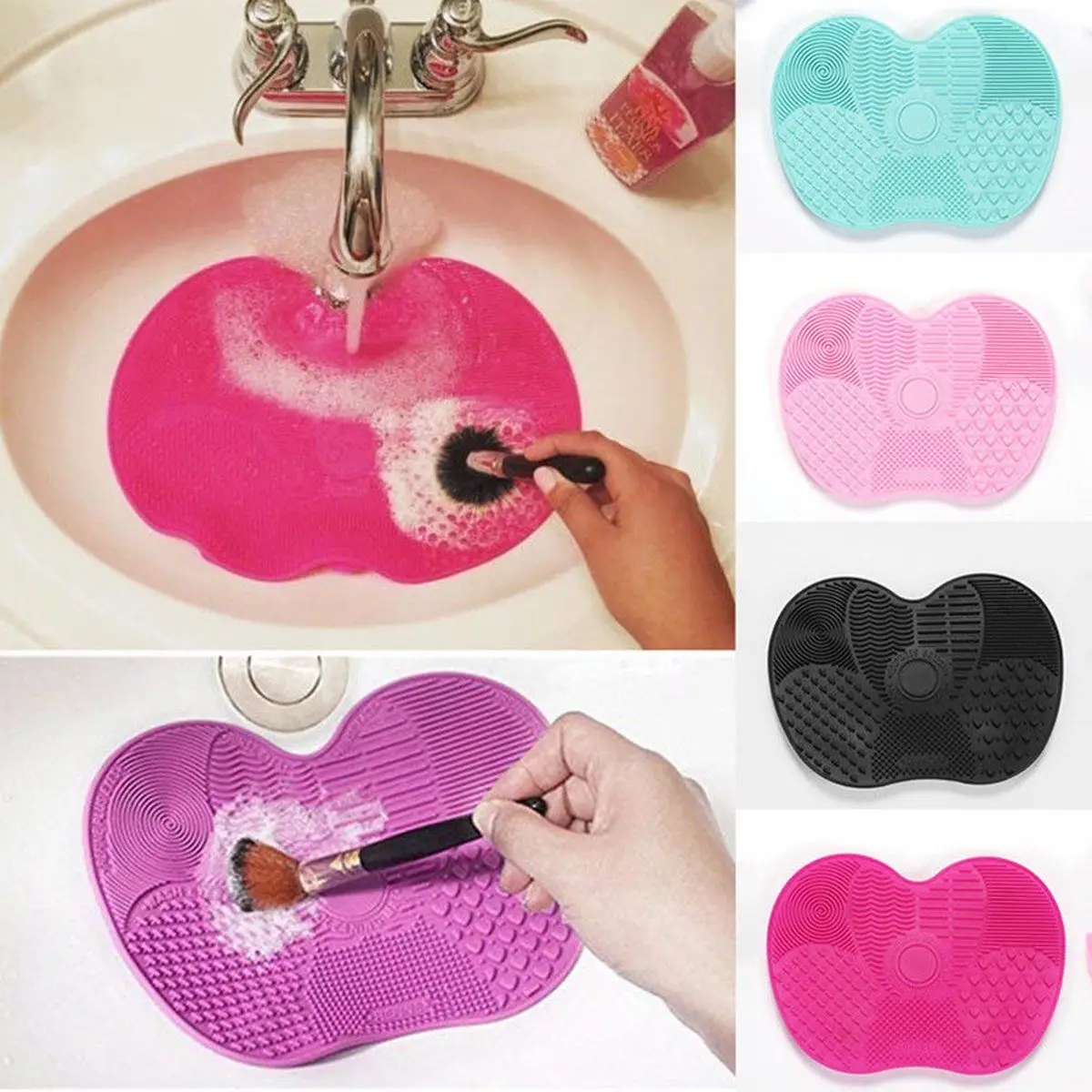 

1PC Silicone Makeup Brushes Cleaner Mat Washing Tools Cosmetic Makeup Eyebrow Brushes Cleaning Pad Scrubber Board Cleaner Tool