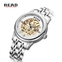 READ Luxury brand automatic mechanical watch Men’s Fashion Hollow Business Watch relogio masculino full steel Waterproof watch