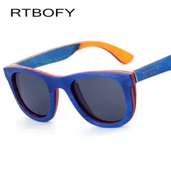 Rtbofy 2017 деревянные очки солнцезащитные женские Брендовая Дизайнерская обувь фанеры, деревянные поляризационные квадратные UV400 Len свойства